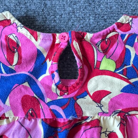 Hanna Anderson Dress Girls 10 Pink Red Floral Long Sleeve Midi Cotton Pullover - Picture 9 of 11